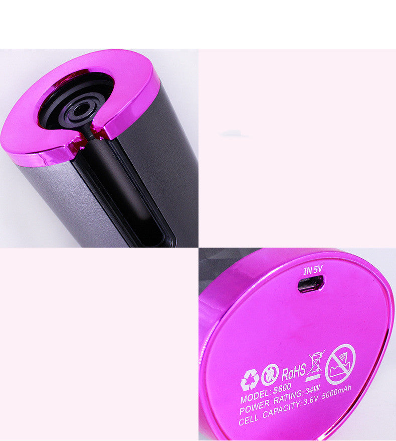 Rizador de pelo automático recargable para mujer, portátil, con pantalla LCD, de cerámica, giratorio y rizado