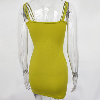 Vestido de Verano sin Espalda y Tirantes de Spaghetti, Bodycon Estilo Bandage para Fiesta y Club.