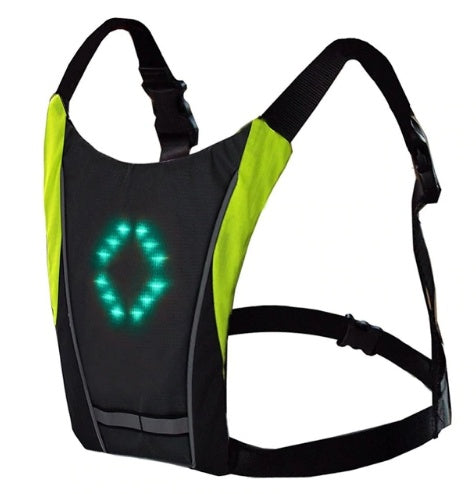 Mochila con chaleco reflectante recargable por USB con luz de señal de giro LED y control remoto, bolsa de seguridad para deportes al aire libre, equipo para ciclismo