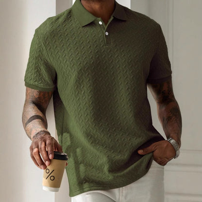 Polo Collar Front Button Short Sleeve Simple Polo Shirt