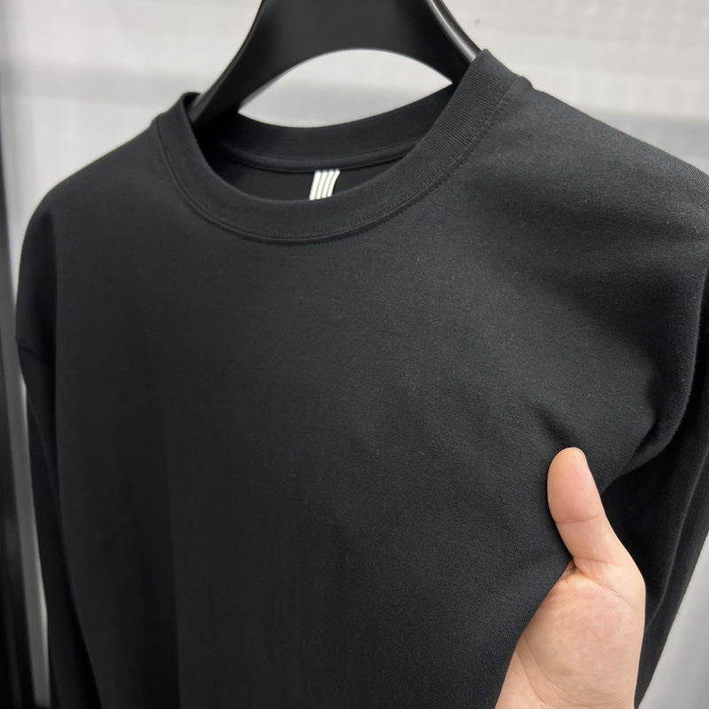 Long-staple Cotton Round Neck Extended Off-shoulder Bottoming Shirt For Men