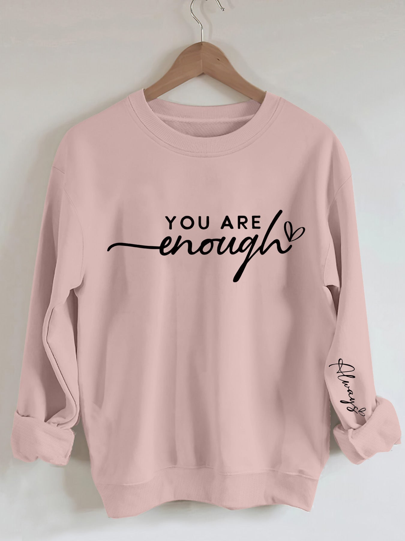 Sudadera con capucha estampado (You are enough) de cuello redondo