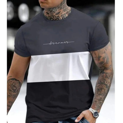 Men's 3D Digital Printing Sports Style With Letters Short-sleeved T-shirt