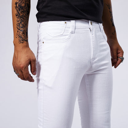 Men's European And American-style White Stretch Skinny Jeans