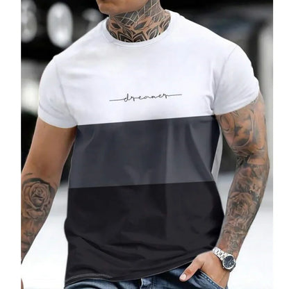 Men's 3D Digital Printing Sports Style With Letters Short-sleeved T-shirt